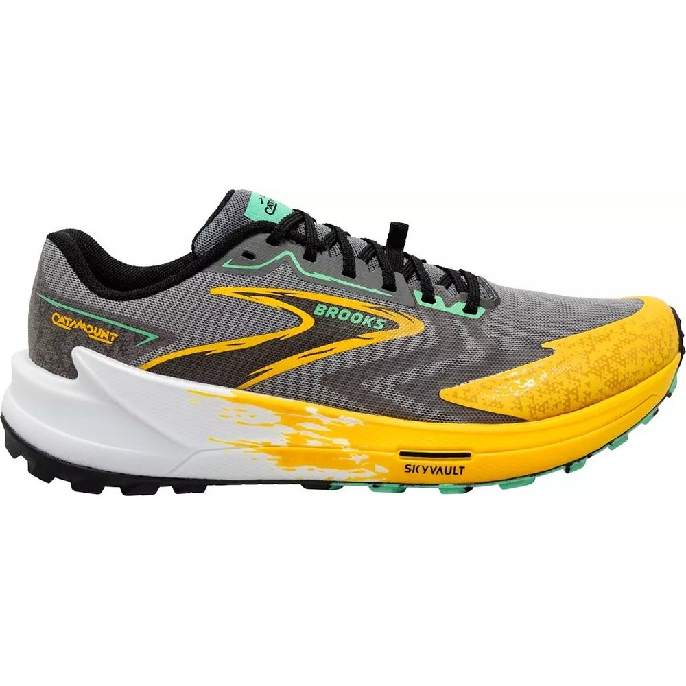 Brooks Catamount 3 Men Trail Running Shoes Lemon Chrome Sedona Sage 10.5D NEW
